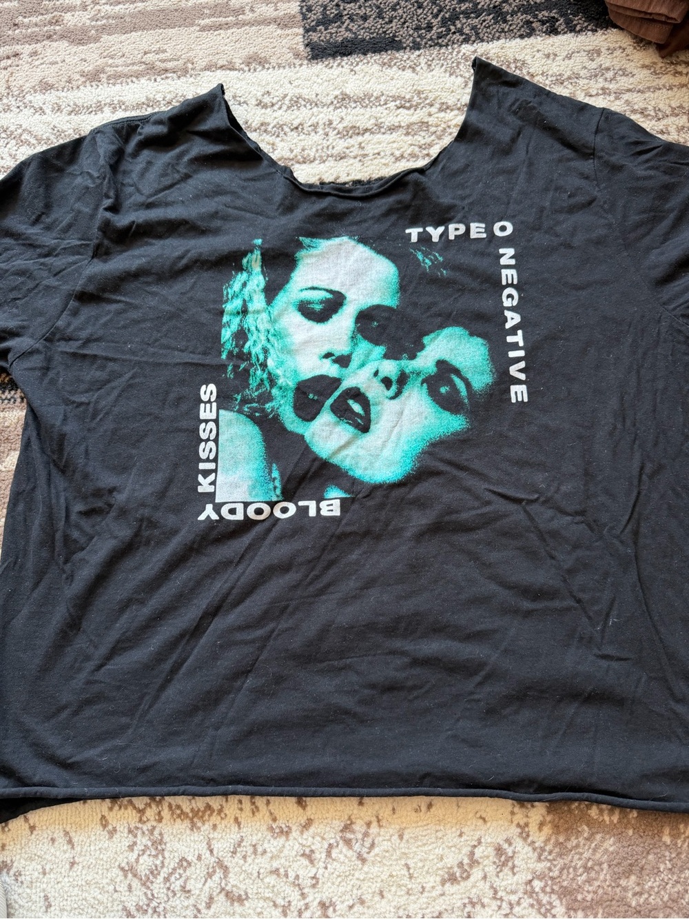 Men’s Black Type O negative Gothic metal band Graphic Tee with Teal Photo Print